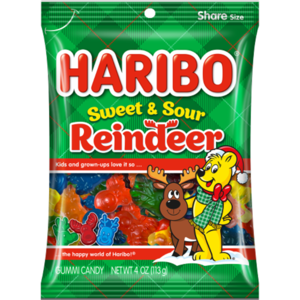 Haribo Sweet & Sour Gummi Reindeer 4oz - 12ct