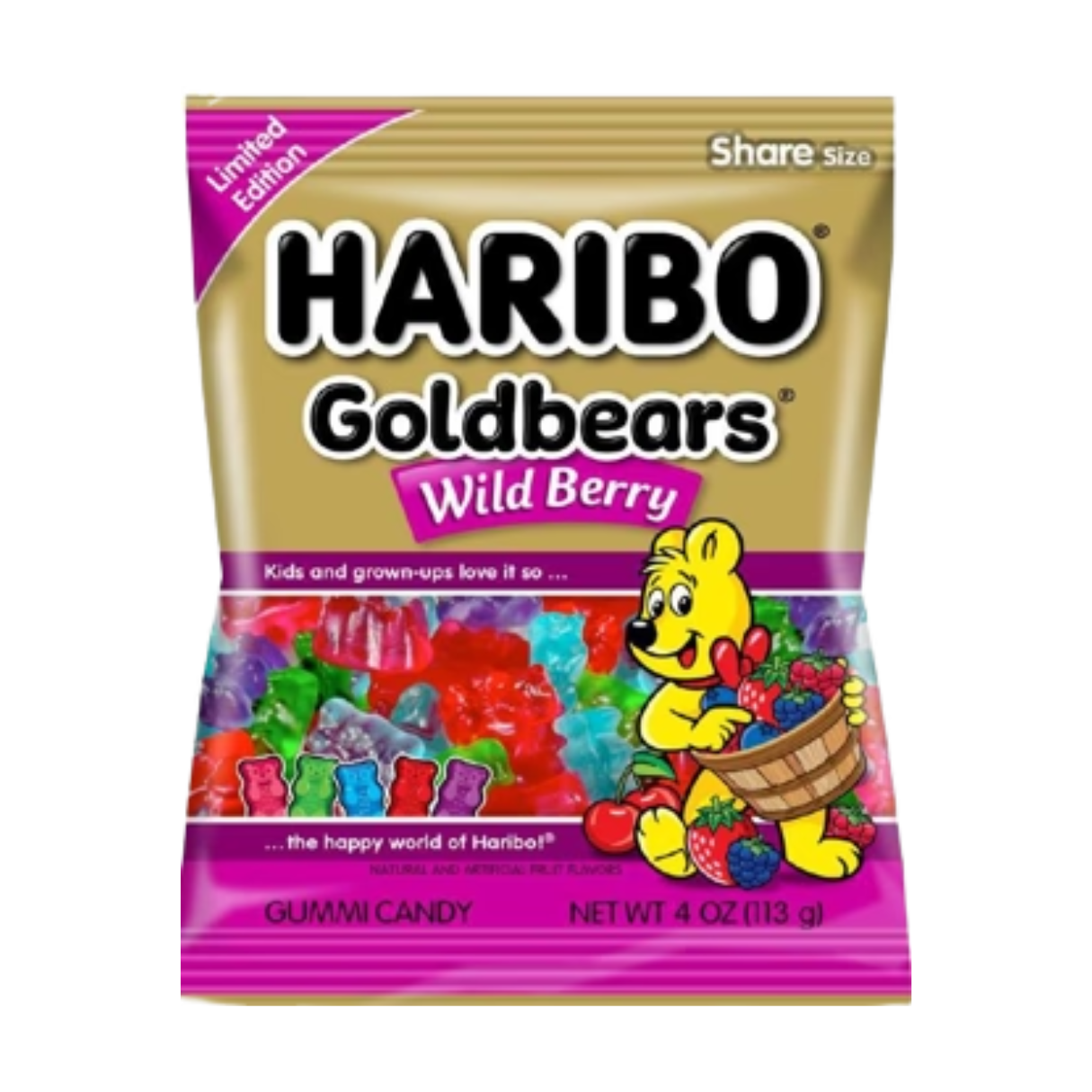 Haribo Wild Berry Gold Bears Gummi Candy 4oz - 12ct
