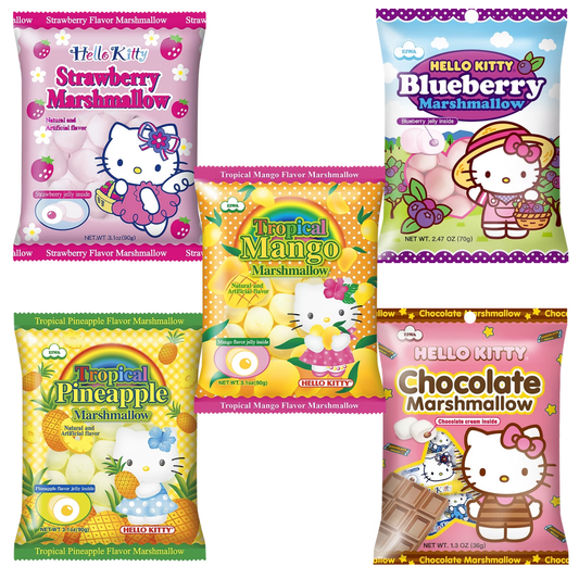 Hello Kitty  Asst Strawberry, Blueberry, Pineapple, Chocolate, Mango Marshmallow 3.1oz-60ct