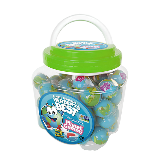 Herbert's Best Planet Gummies featuring colorful planet-shaped gummy candies with fruity liquid-filled centers.