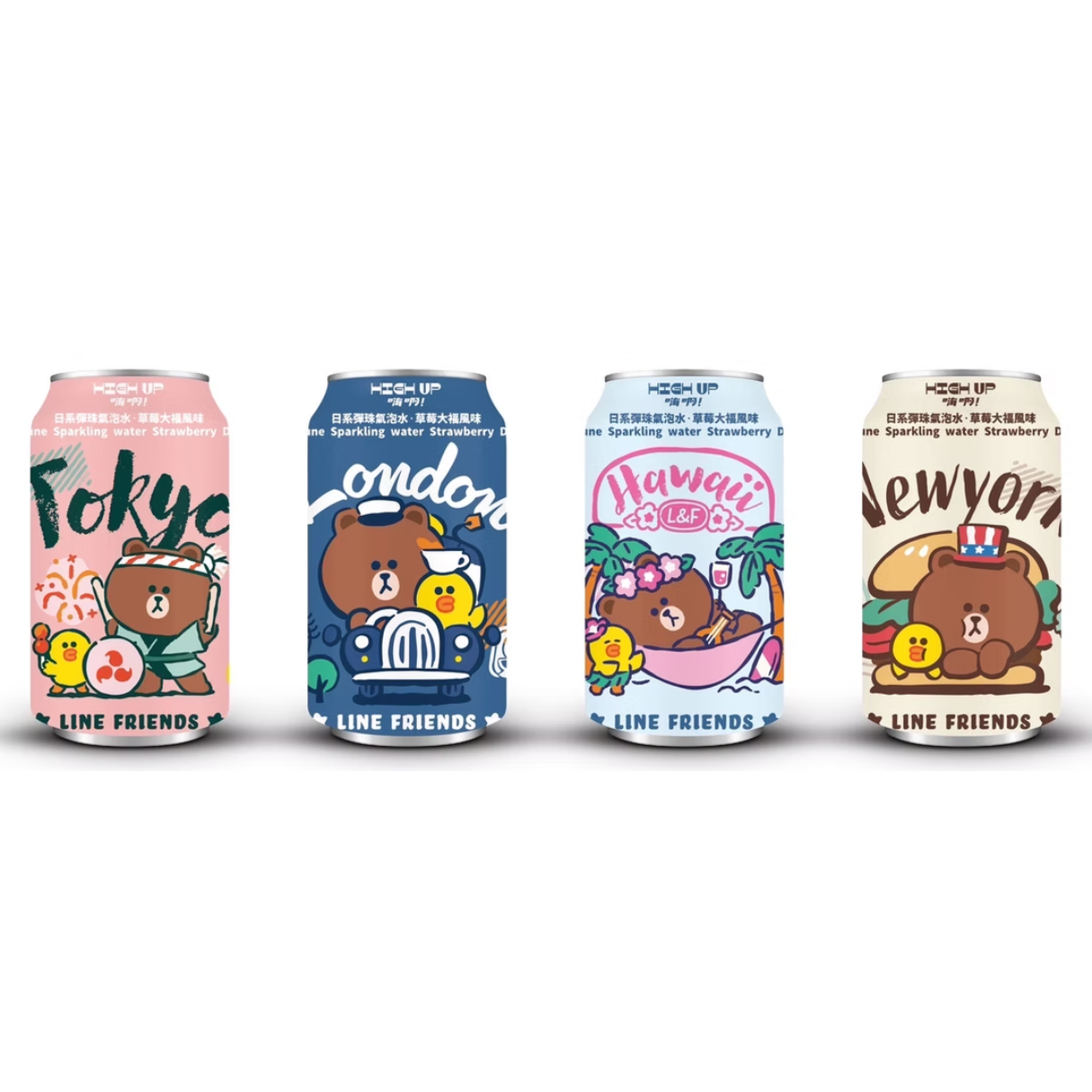 High Up Line Friends City Sparkling Water – Strawberry 330ml - 24ct