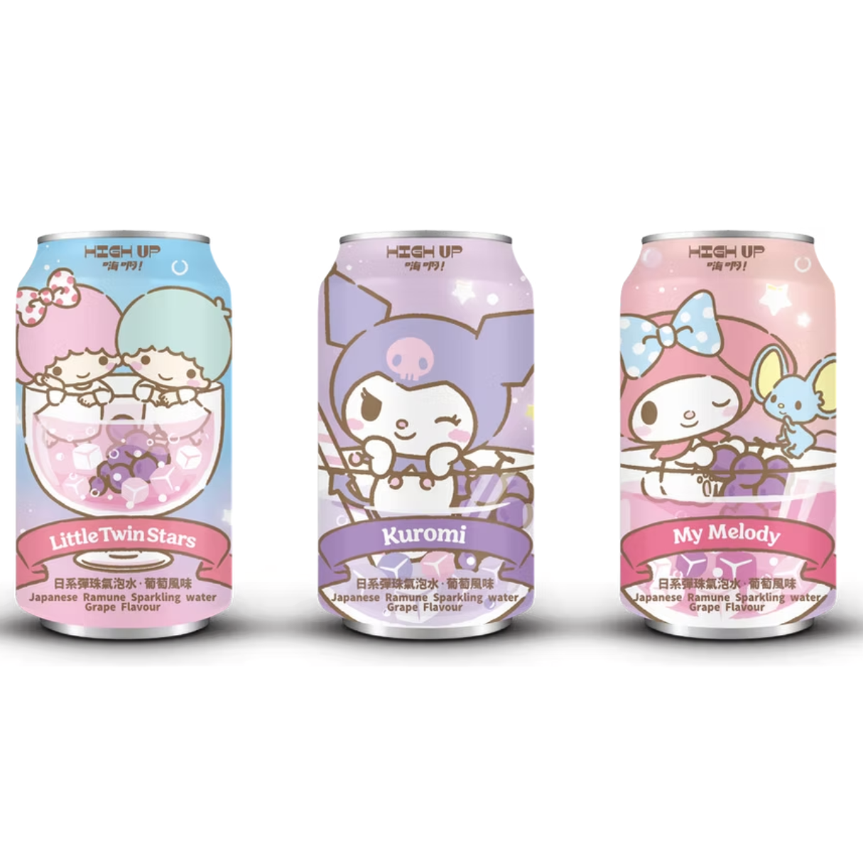 High Up Sanrio & Friends Sparkling Water – Grape 330ml - 24ct
