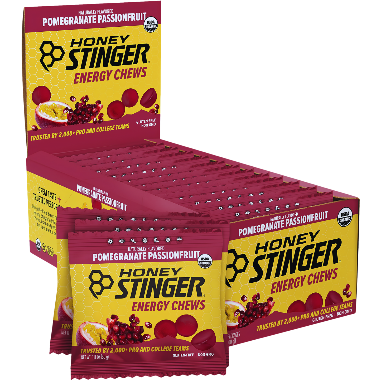 Honey Stinger Classic Pomegranate Passionfruit Energy Chews 1.8oz 12ct