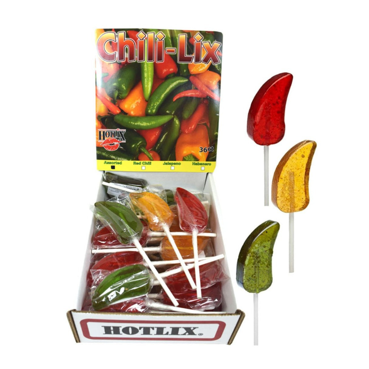 Hotlix Chili-Lix Assorted Lollipops 1oz - 36ct