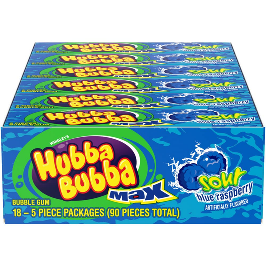 Hubba Bubba Max Sour Blue Raspberry Gum - 18ct