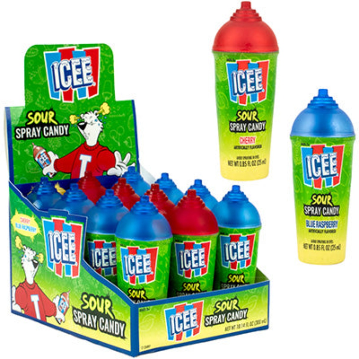 Koko's ICEE Sour Spray Candy Display Box 0.85oz - 96ct