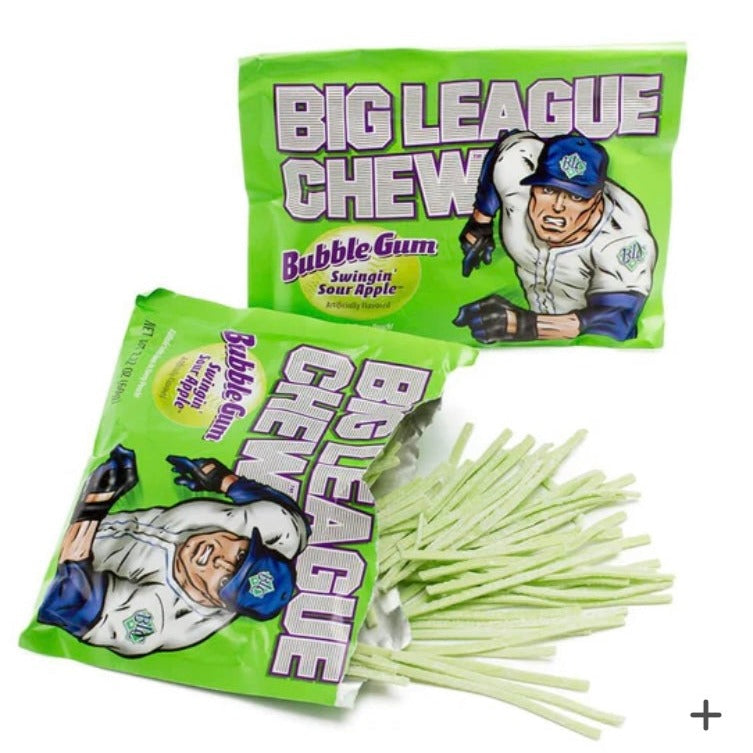 Big League Chew Sour Apple Bubble Gum  2.12oz - 12ct