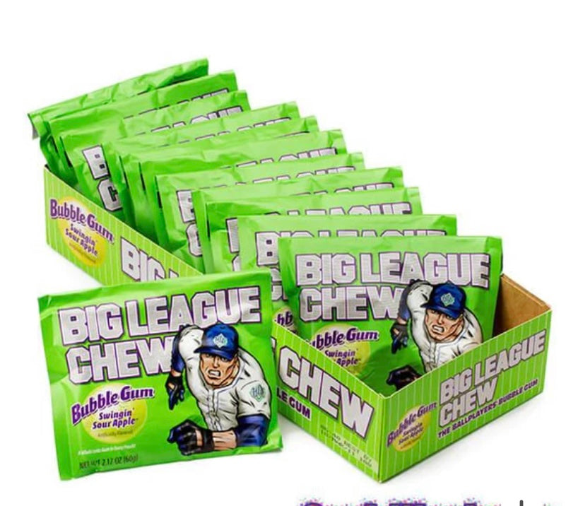 Big League Chew Sour Apple Bubble Gum  2.12oz - 12ct