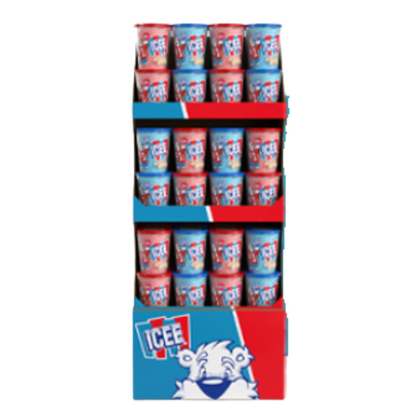 Icee Display Shipper Blue Raspberry & Cherry Cotton Candy Tub 2oz 48ct