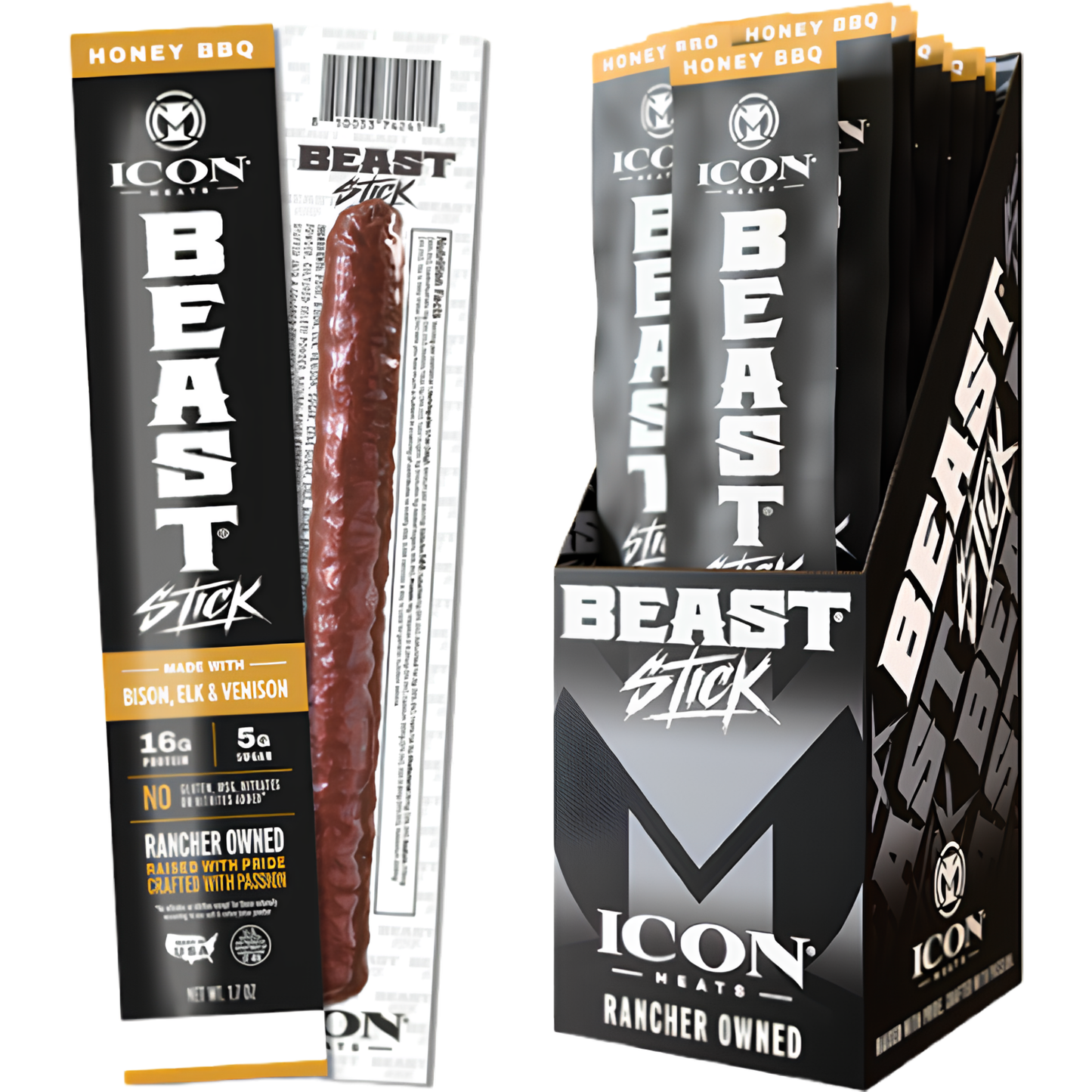 Icon Meats Beast Stick Honey BBQ 1.7oz 6ct