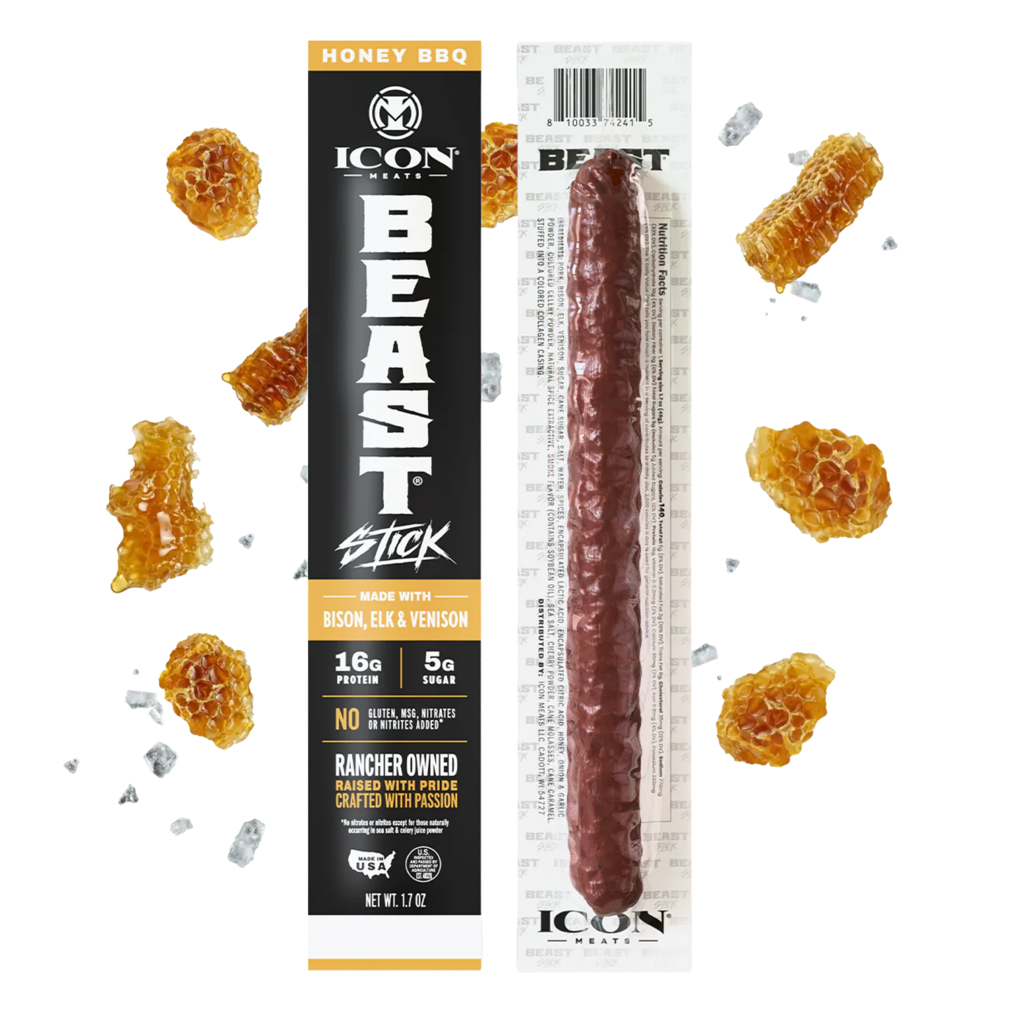 Icon Meats Beast Stick Honey BBQ 1.7oz 6ct