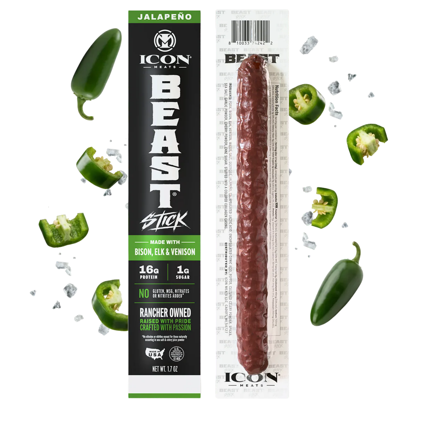 Icon Meats Beast Stick Jalapeño 1.7oz 6ct