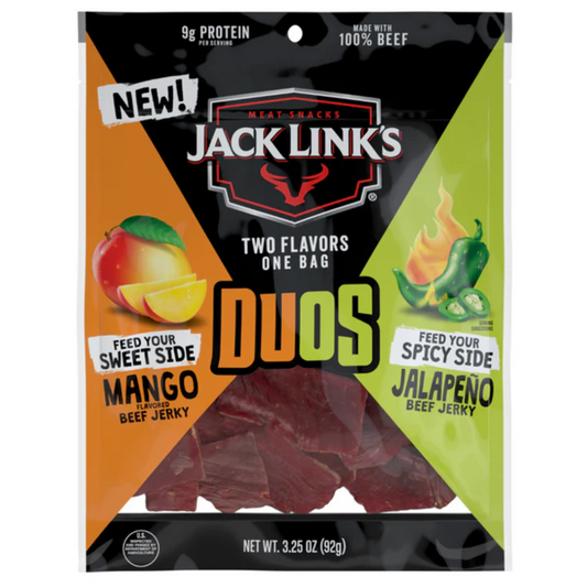 Jack Link's Duos Mango Flavor and Jalapeno Beef Jerky 3.25oz - 8ct