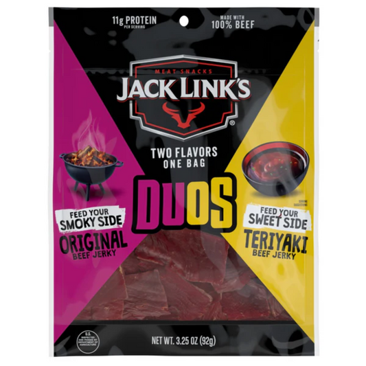 Jack Link's Duos Original and Teriyaki Beef Jerky 3.25oz - 8ct