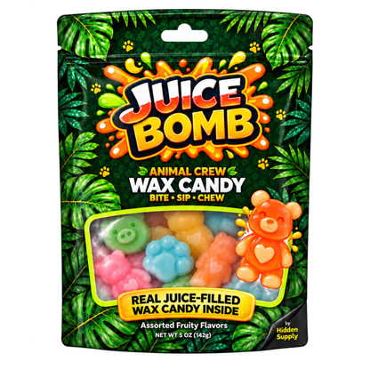 Juice Bomb Animal Crew Fruity Wax Candy 5oz 12ct