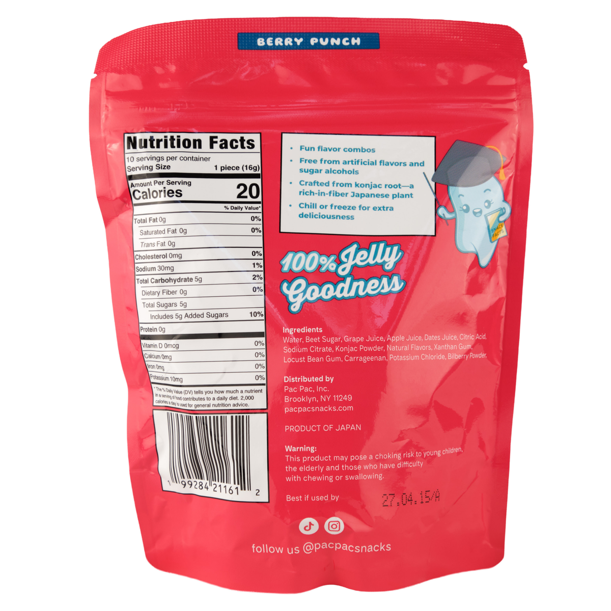 Juicy Chewy Jellies Berry Punch Peg Bag 5.64oz 12ct