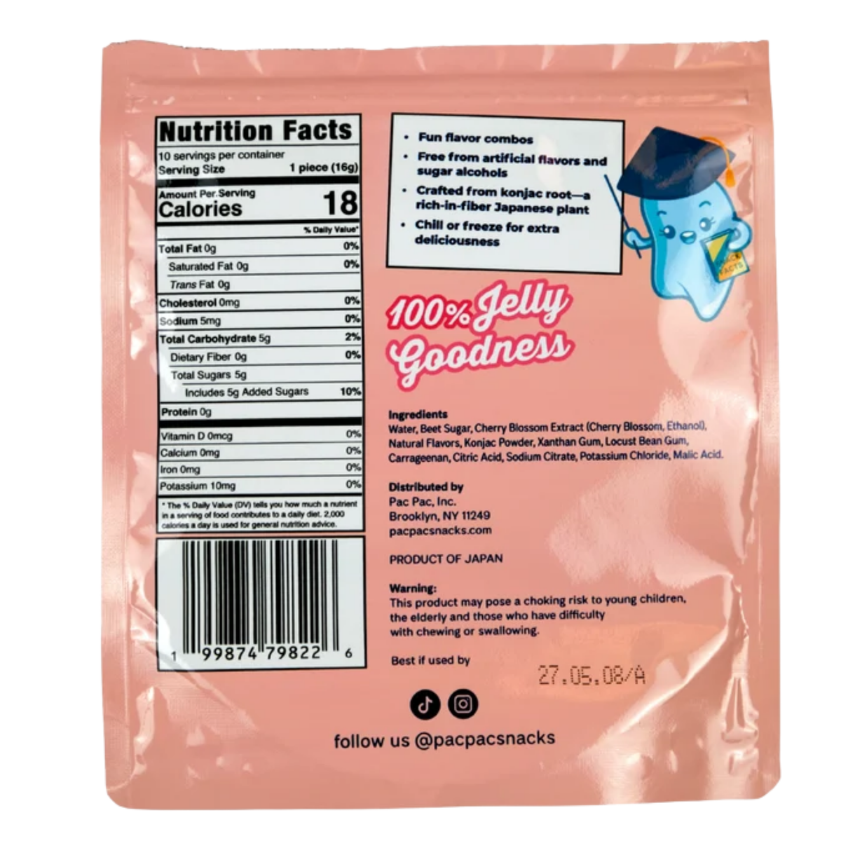 Juicy Chewy Jellies Cherry Blossom Peg Bag 5.64oz 12ct