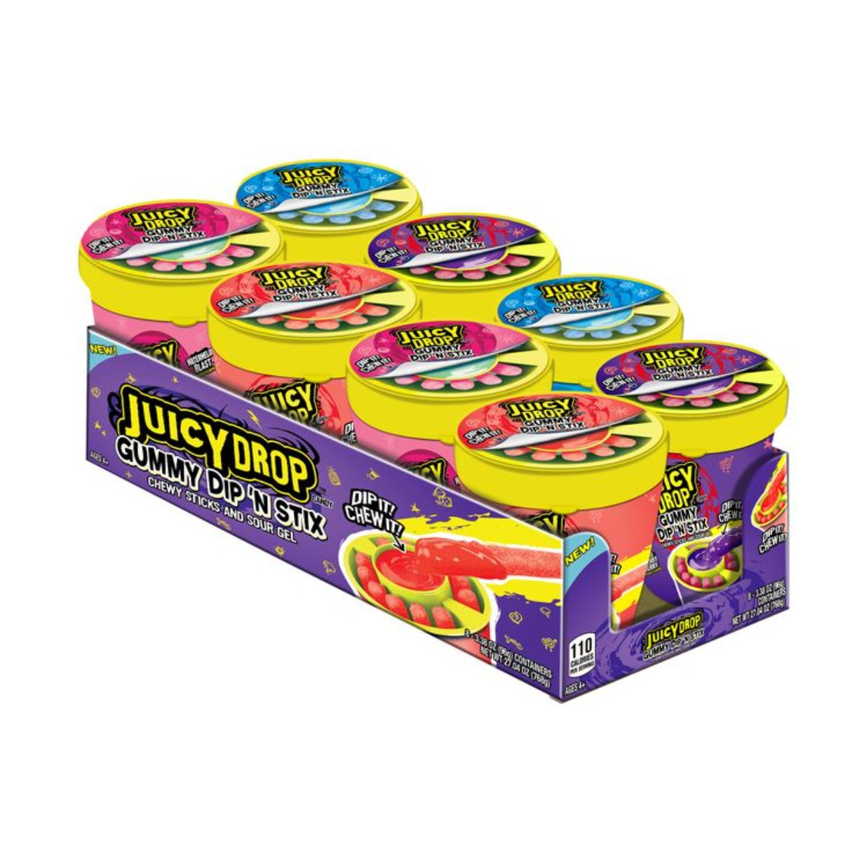 Bazooka Juicy Drop Gummi Dip N Stix 3.38oz - 8ct