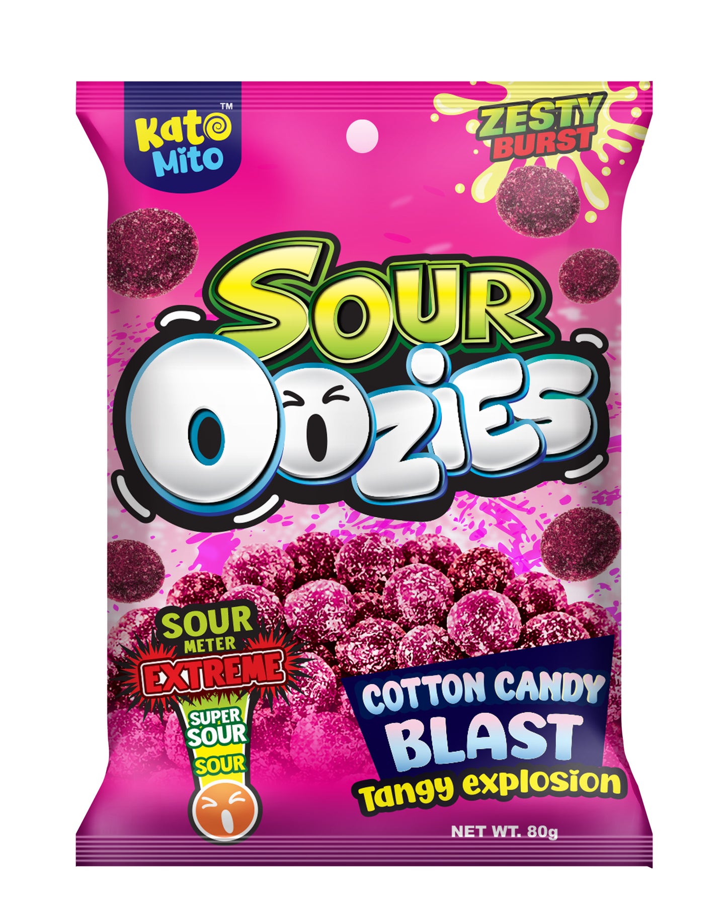 Kato Mito Sour Oozies Cotton Candy Peg Bag 80g 12ct