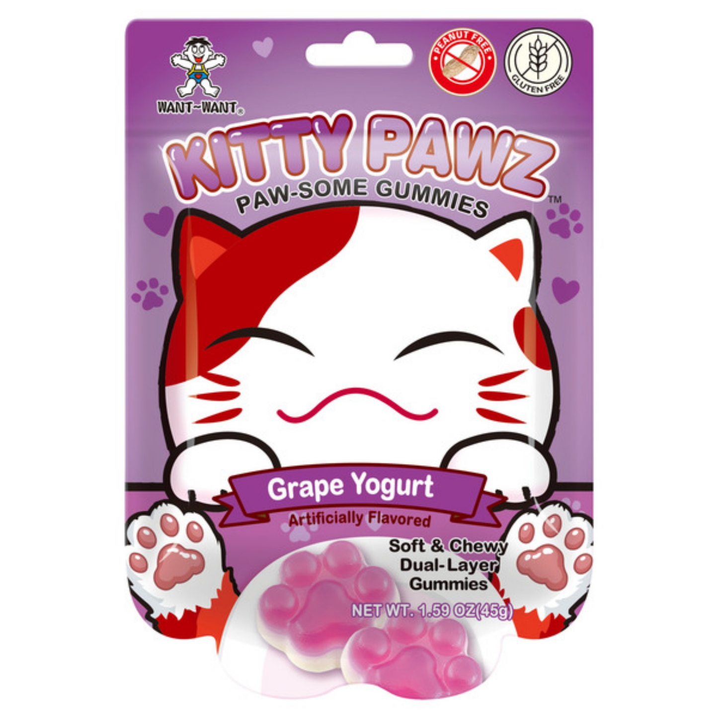 Kitty Pawz Grape Cream Yogurt Gummies 1.59oz 10ct ($1.48/pc)