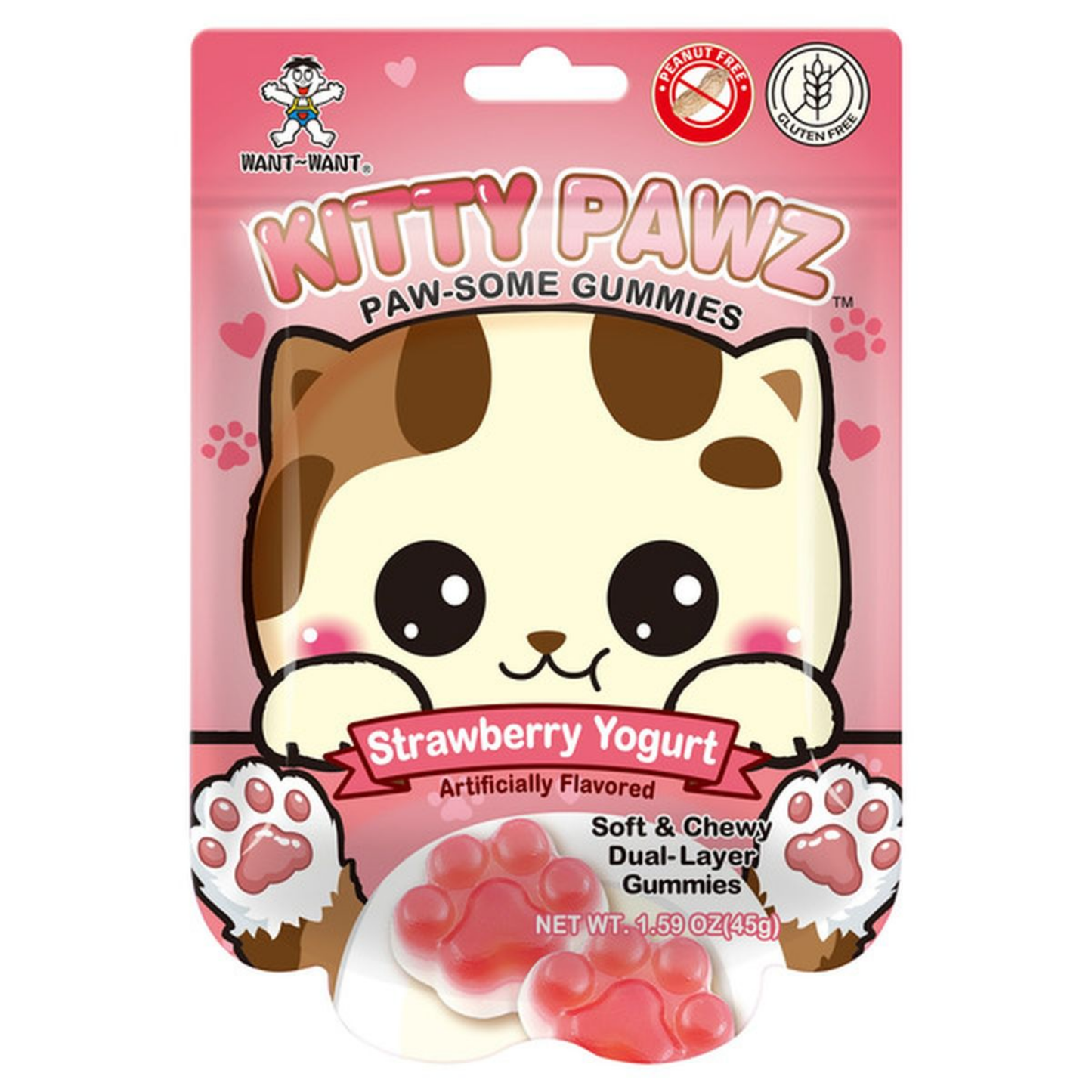 Kitty Pawz Strawberry Cream Yogurt Gummies 1.59oz 10ct ($1.48/pc)