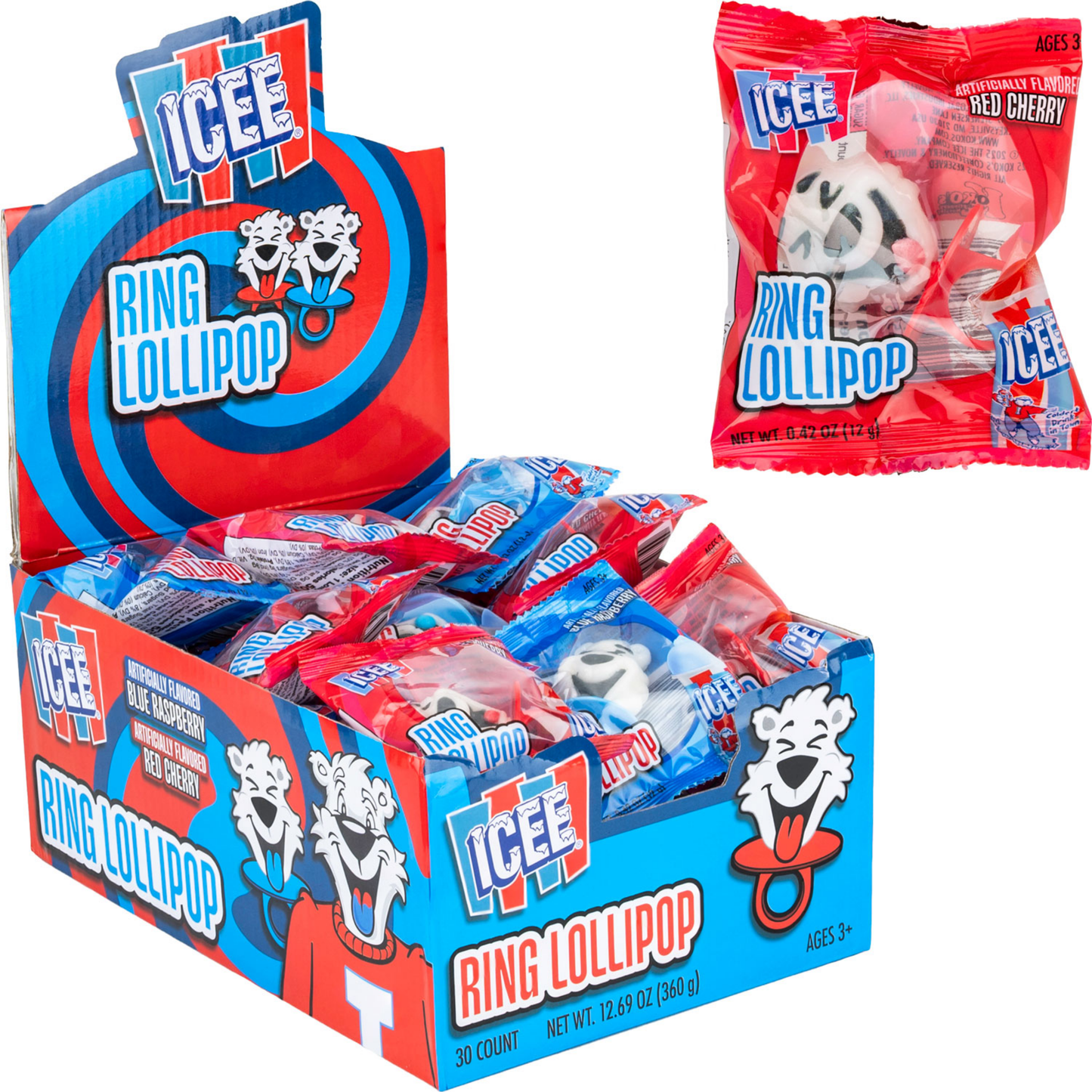 Koko's Icee Bear Ring Lollipop 0.42oz 6ct