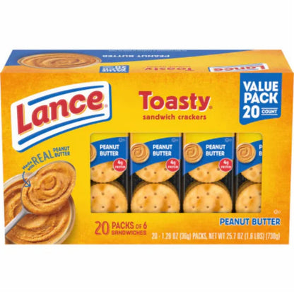 Lance Toasty Real Peanut Butter Sandwich Crackers 1.29oz - 20ct