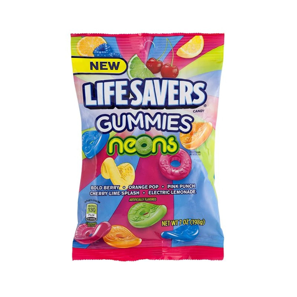 Life Savers Neons Gummies Candy Peg Bag 7oz - 12ct