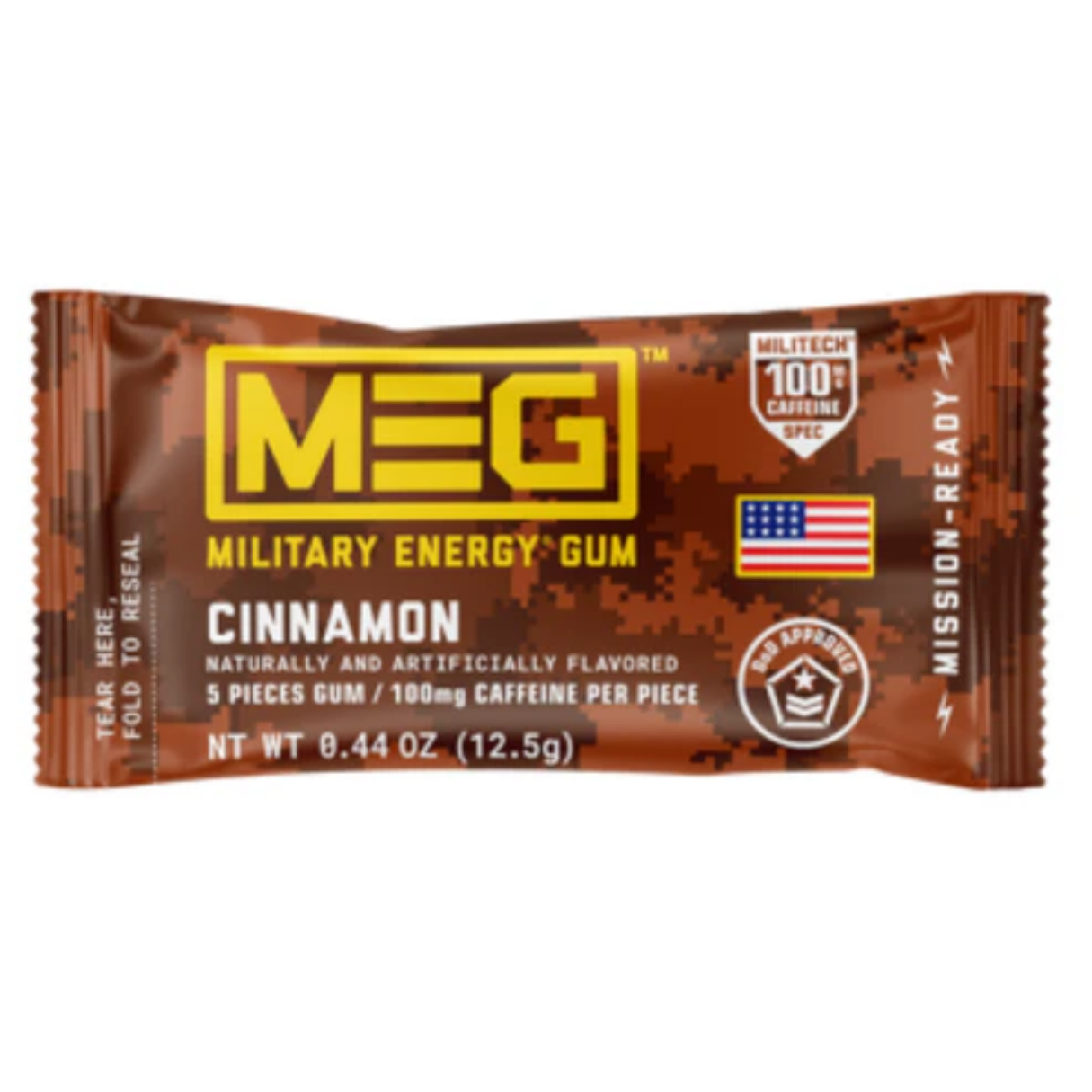 MEG Military Cinnamon Energy Gum .44oz 12ct
