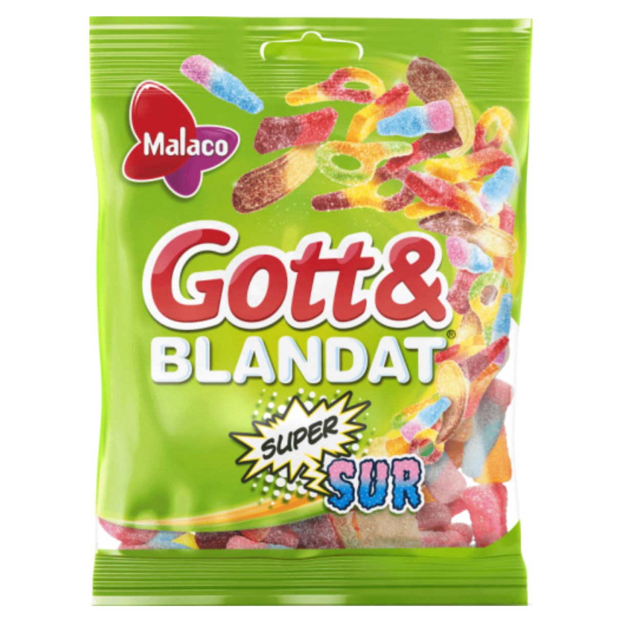 Malaco Gott & Blandat Super Sour Peg Bag 130g - 30ct