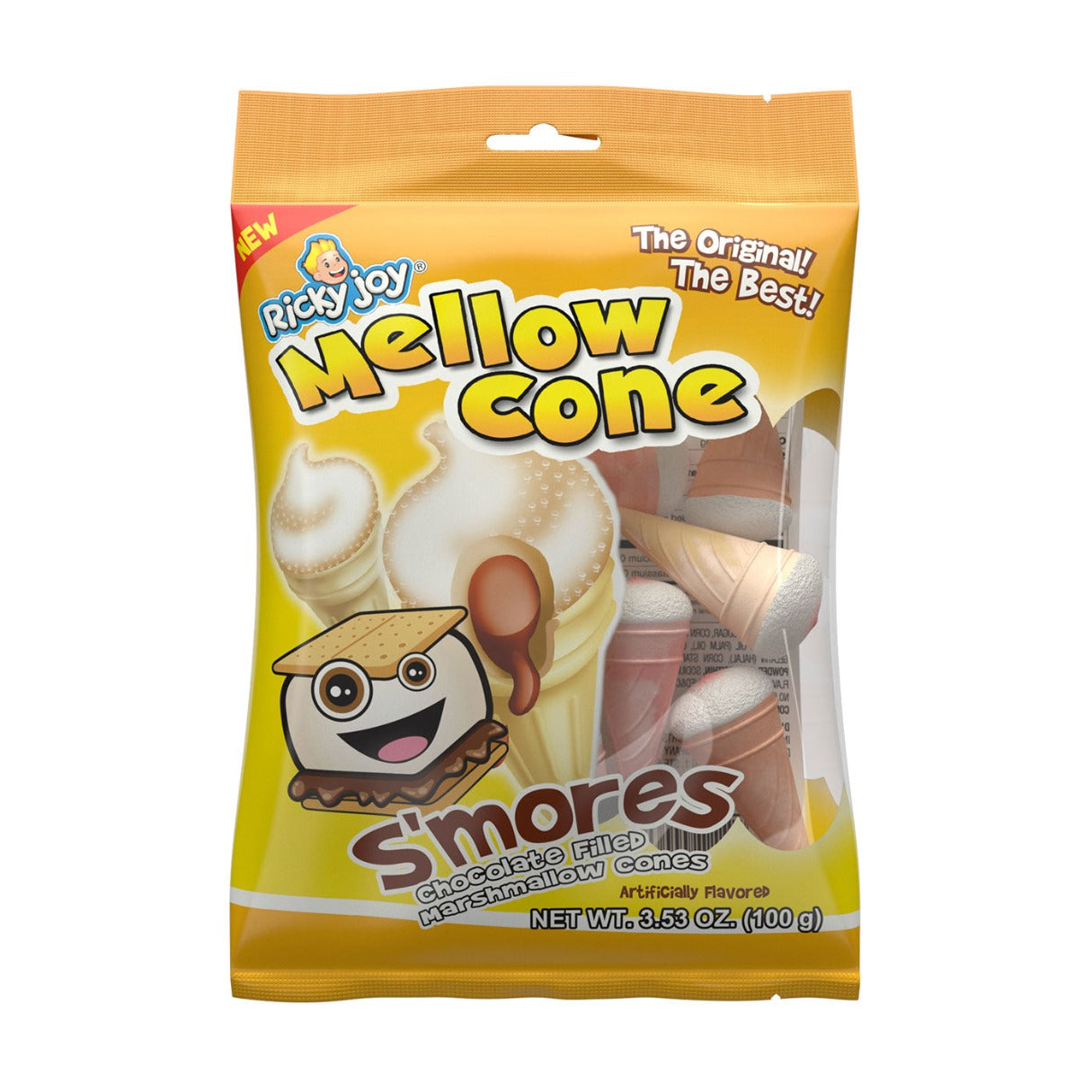 Ricky Joy Mellow Cones S'mores Chocolate Filled Marshmallow Cones 3.53oz - 18ct