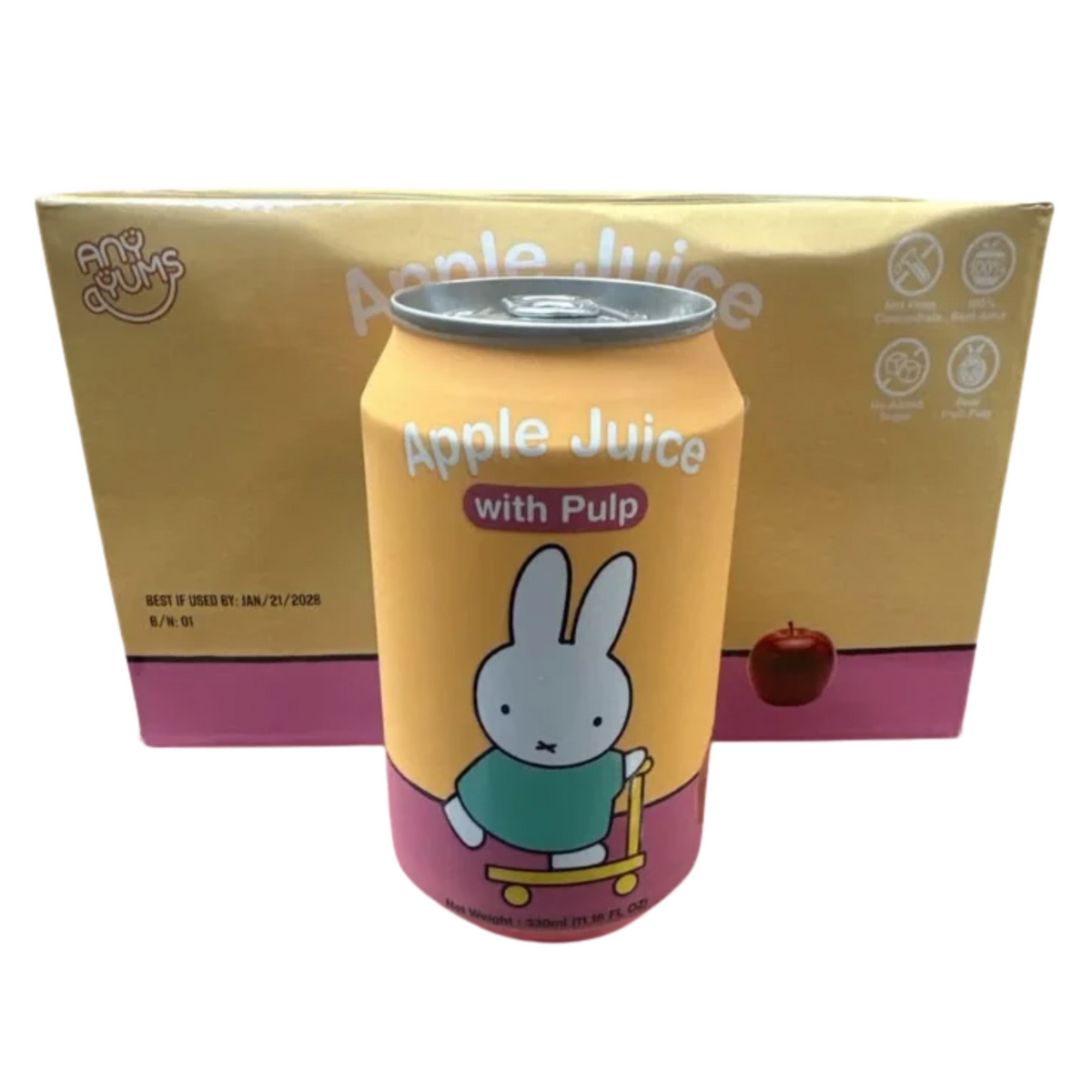Miffy Natural Apple Juice with Pulp 11.16oz 4ct