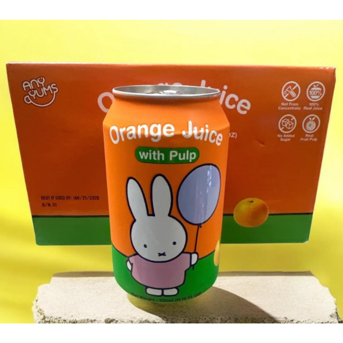 Miffy Natural Orange Juice with Pulp 11.16oz 4ct