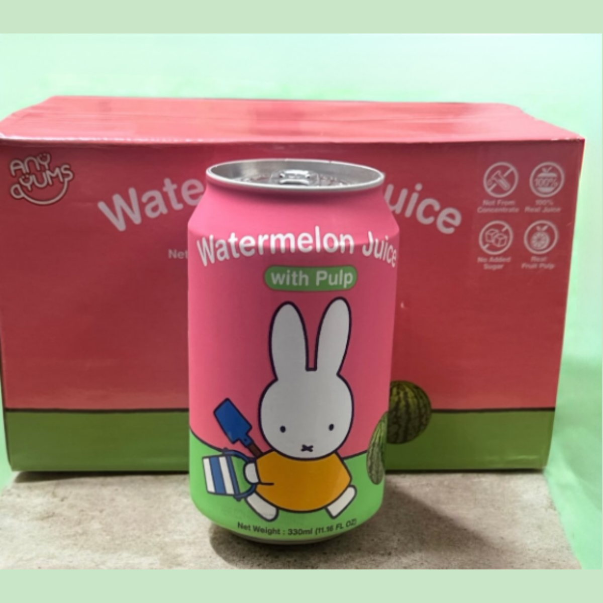 Miffy Natural Watermelon Juice with Pulp 11.16oz 4ct