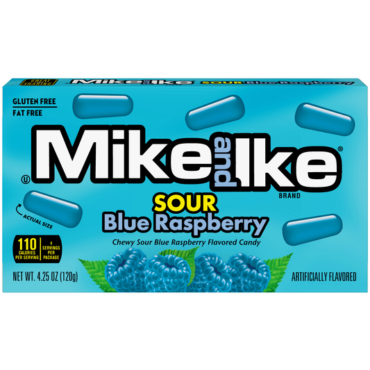 Mike and Ike Sour Blue Raspberry Theater Box 4.25oz - 12ct