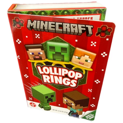 Minecraft Lollipop Rings Christmas FunBook 2.12oz 18ct