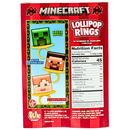 Minecraft Lollipop Rings Christmas FunBook 2.12oz 18ct
