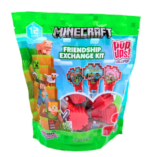 Minecraft Valentines Mini Pop Ups Lollipops Peg Bag - 6ct