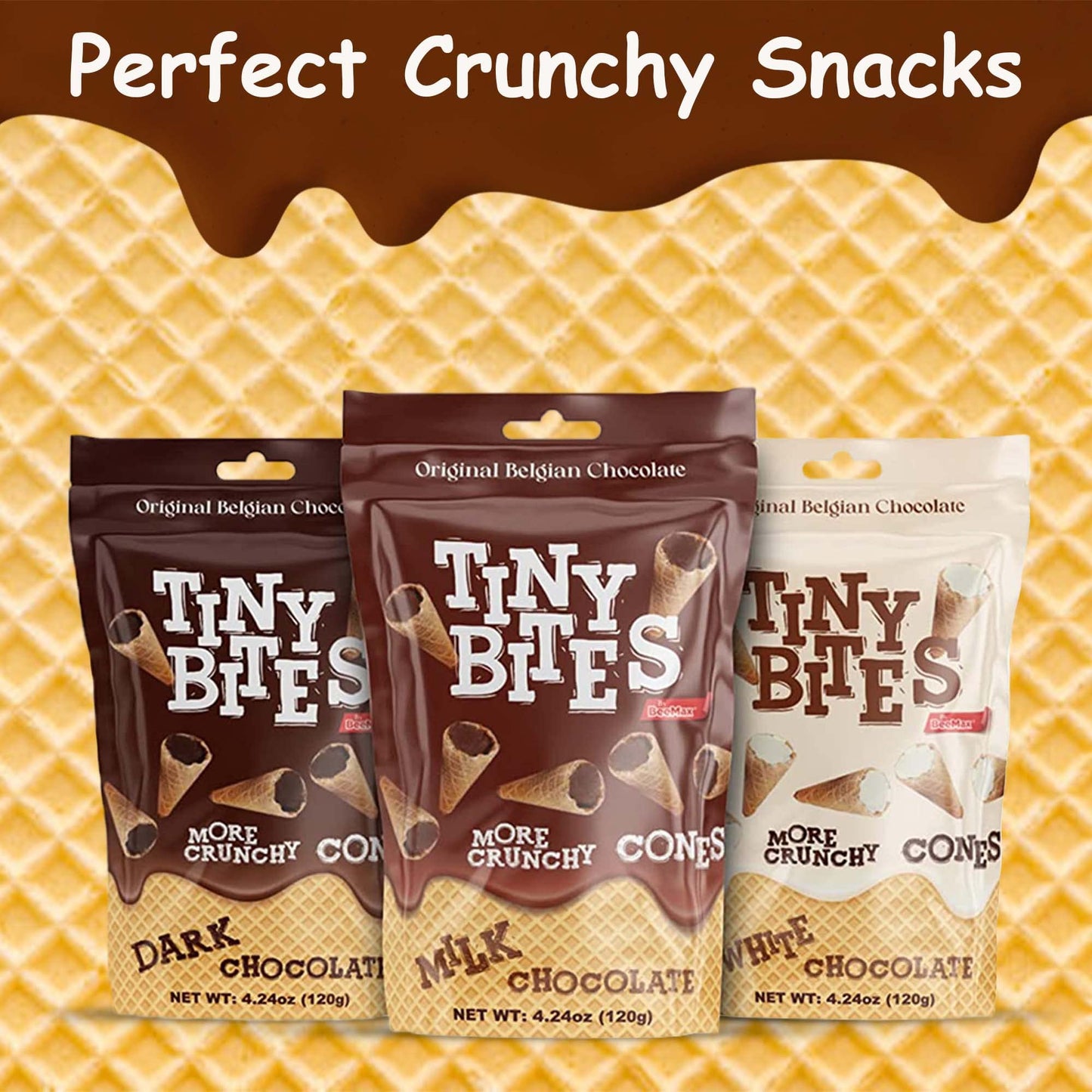 Beemax Tiny Bites White Chocolate Waffle Cones 4.24oz - 12ct