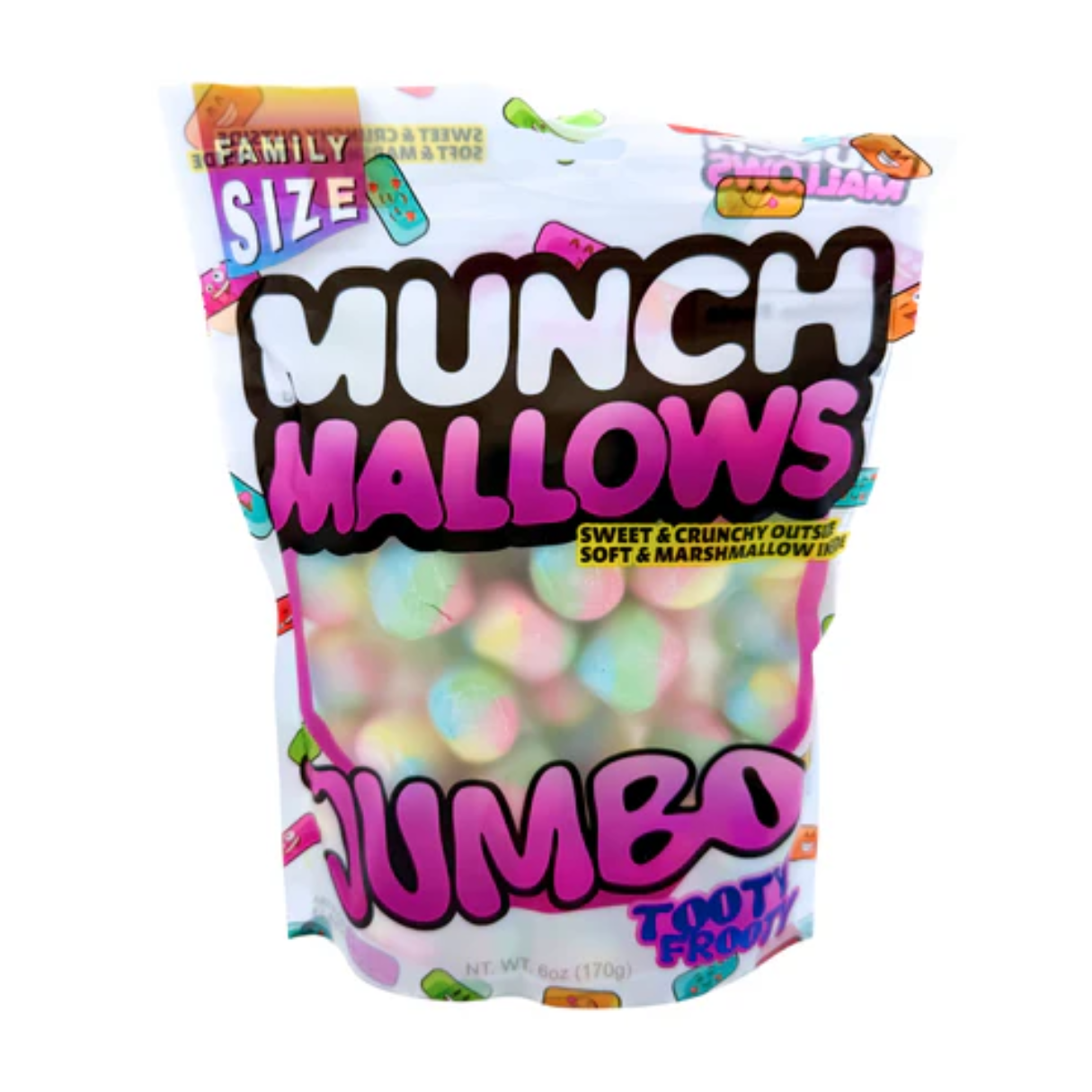Munch Mallows Jumbo Tooty Frooty Marshmallow Candy 6oz - 12ct