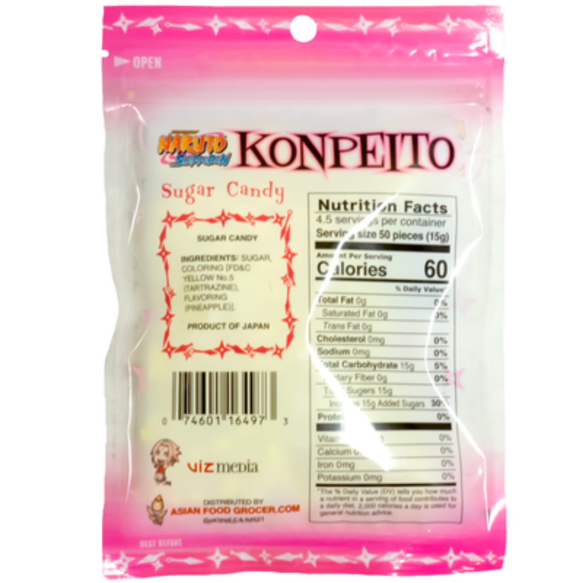 Naruto Shippuden Konpeito Sugar Candy Sakura Version 2.46oz 24ct