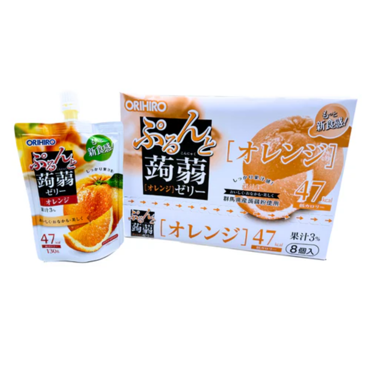 Orihiro Purunto Konjac Jelly Orange Flavor 130g - 8ct
