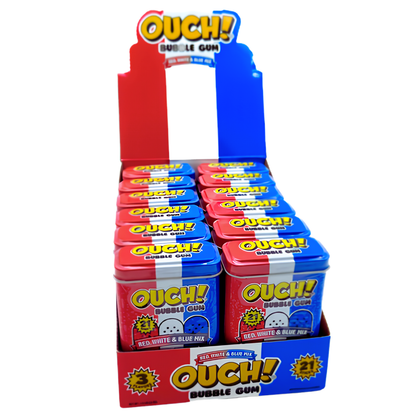 Ouch! Red, White and Blue Mix Bubble Gum 2oz 12ct