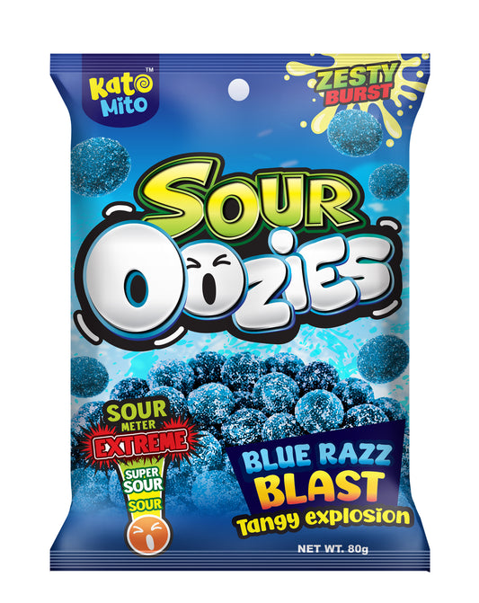 Kato Mito Sour Oozies Blue Raspberry Peg Bag 80g 12ct