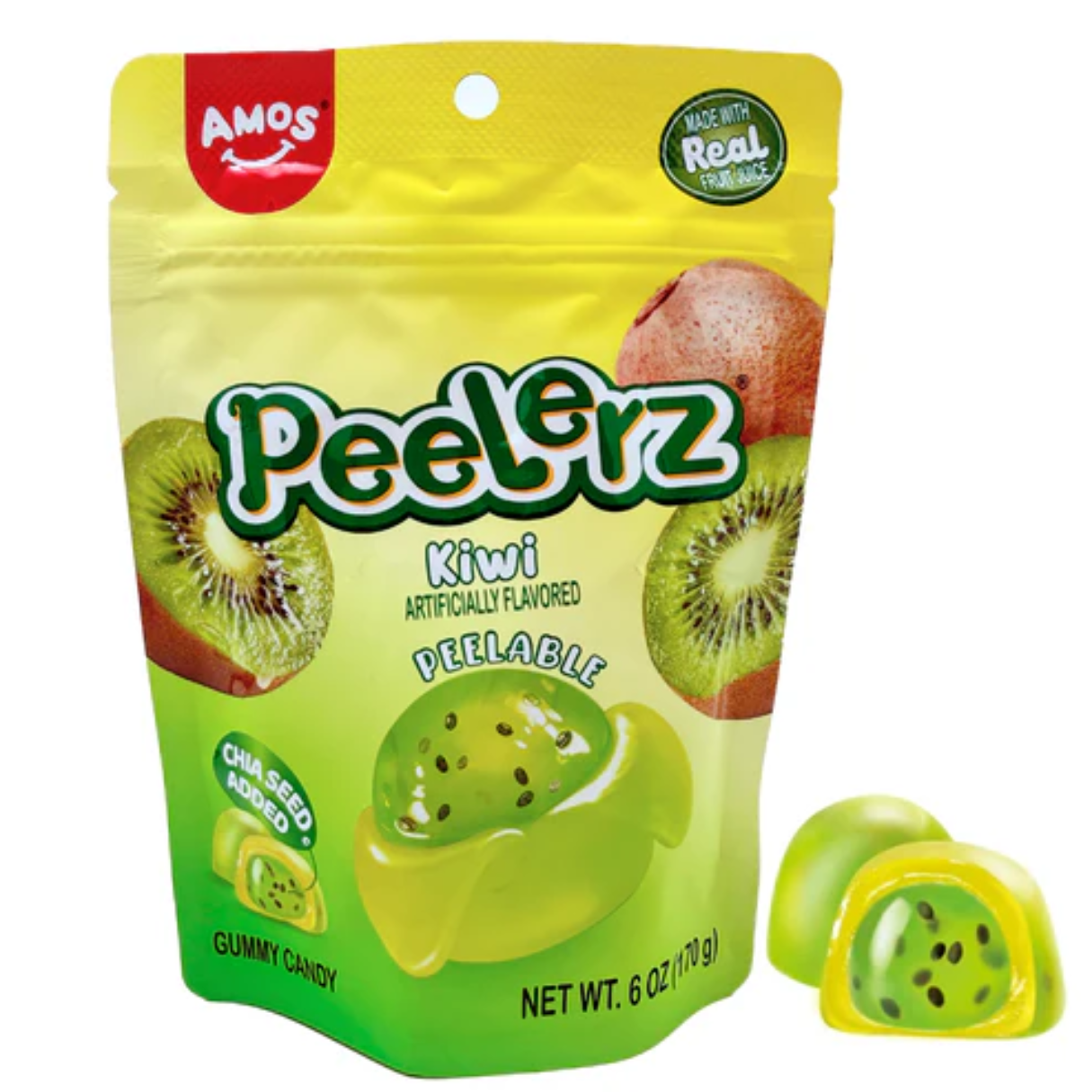Amos Peelerz Gummy Kiwi 6oz - 12ct