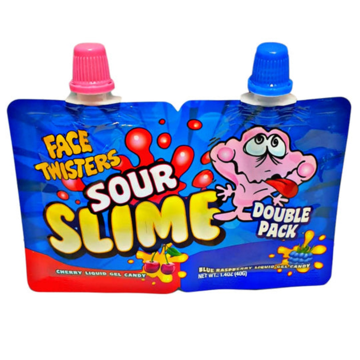 Face Twisters Sour Tongue Slime Blue Raspberry & Cherry 1.4oz - 144ct ...