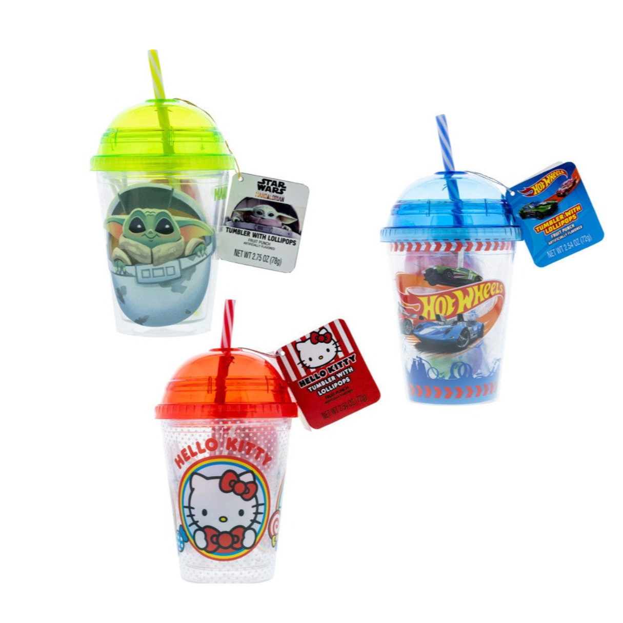 Plastic Tumblers with Lollipops (case) 2.75oz - 6ct