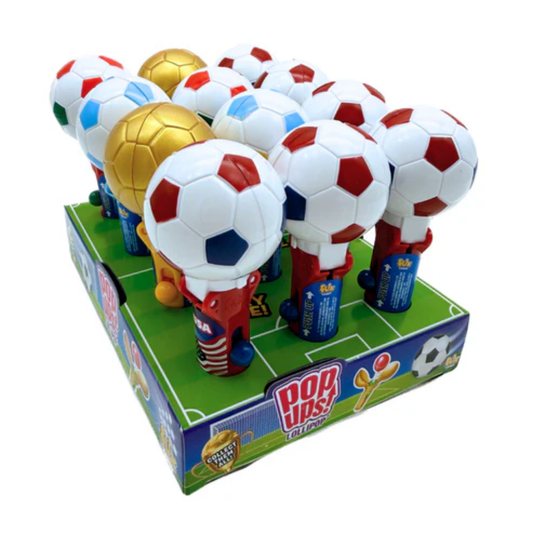 Pop Ups World Cup Soccer Lollipop Dispenser 12ct