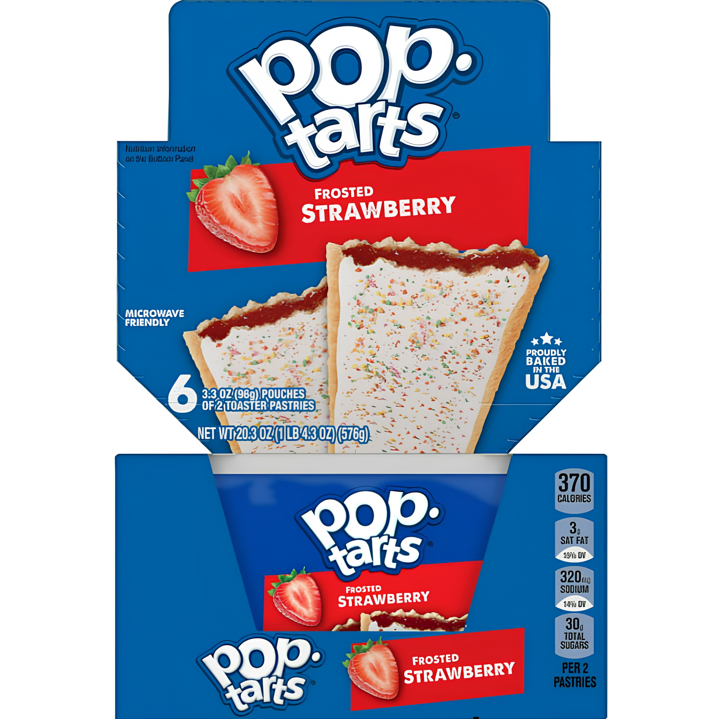 Pop-Tarts Frosted Strawberry featuring flaky toaster pastries with sweet strawberry-flavored filling and signature frosted topping.
