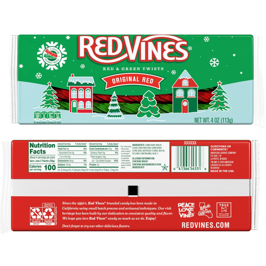 Red Vines Original Red and Green Christmas Twists 4oz 9ct